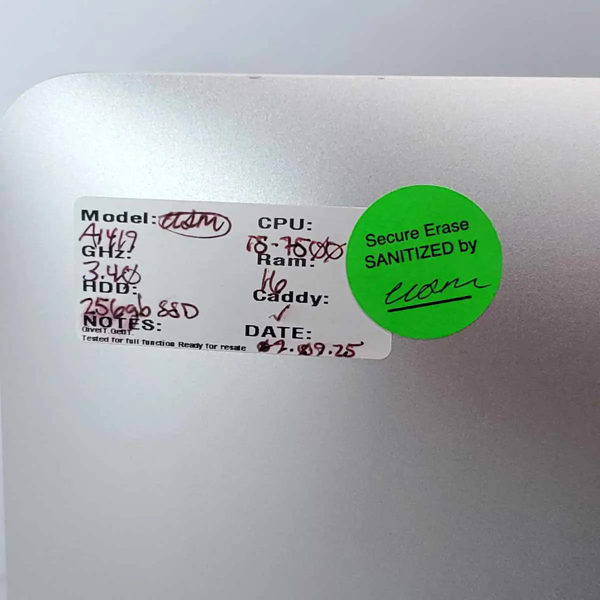 apple imac a1419 16gb 256gb aio data tag