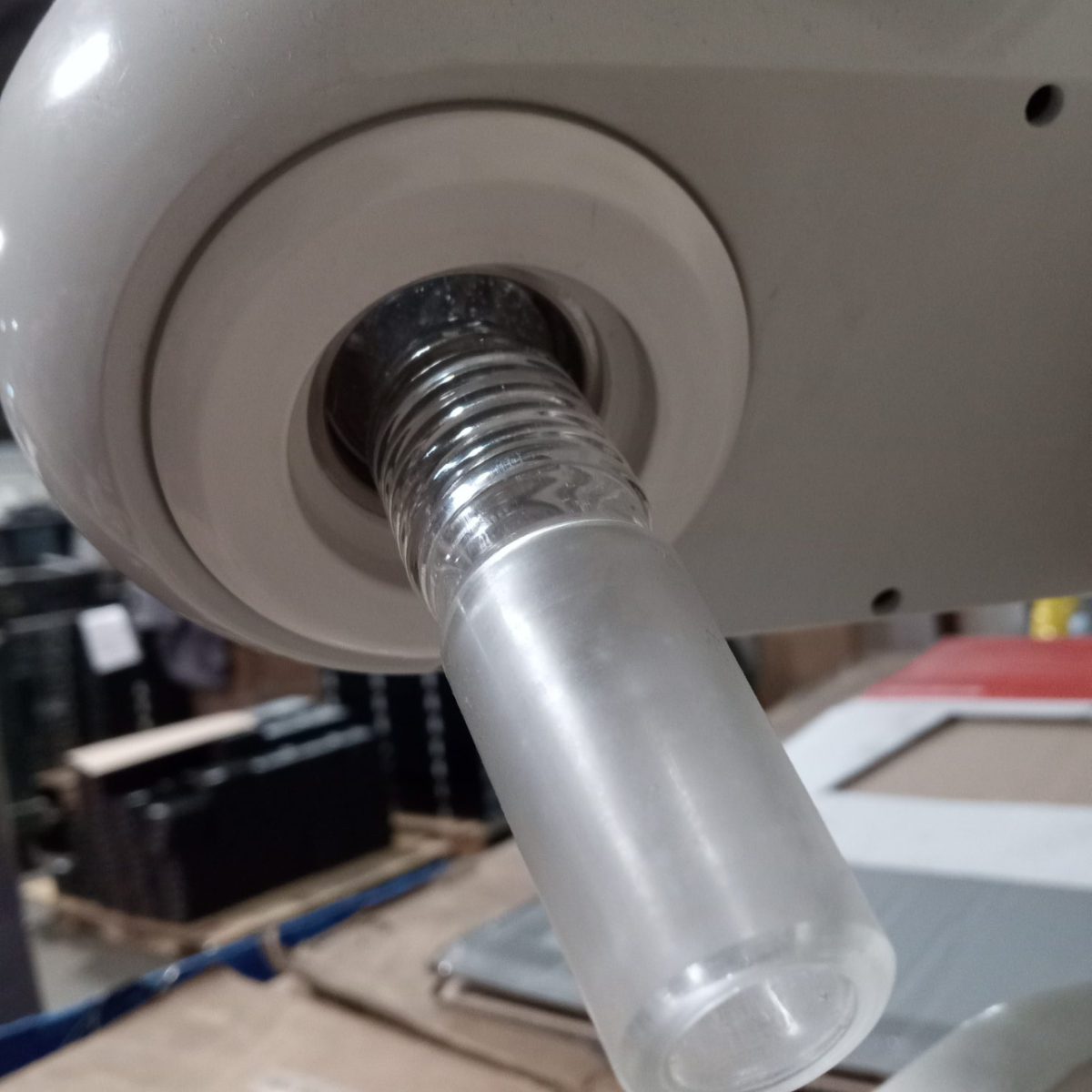Buchi Rotavapor R-114 glass connection close-up