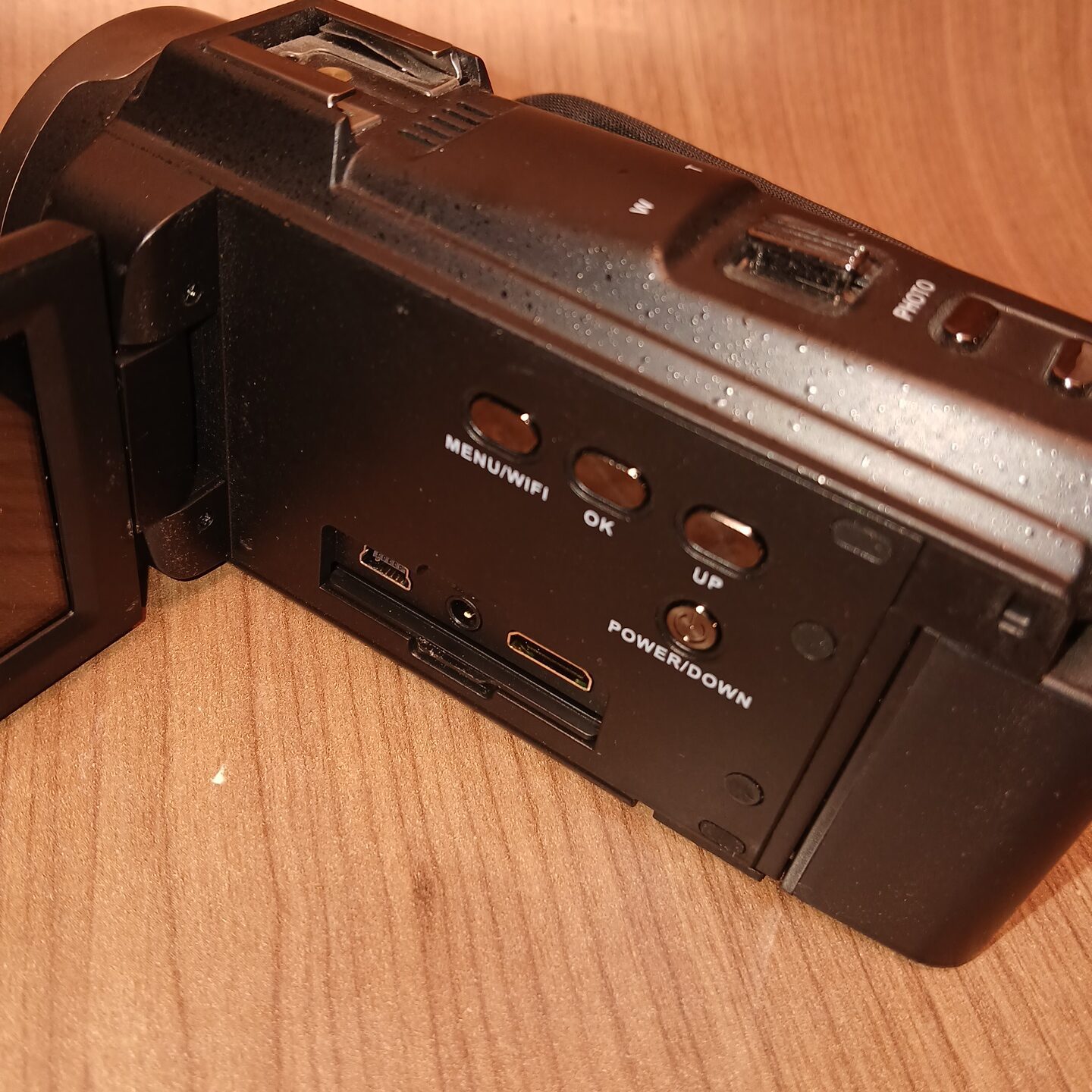 HDV-514K Plus digital camcorder rear control panel with menu, WiFi, and HDMI ports