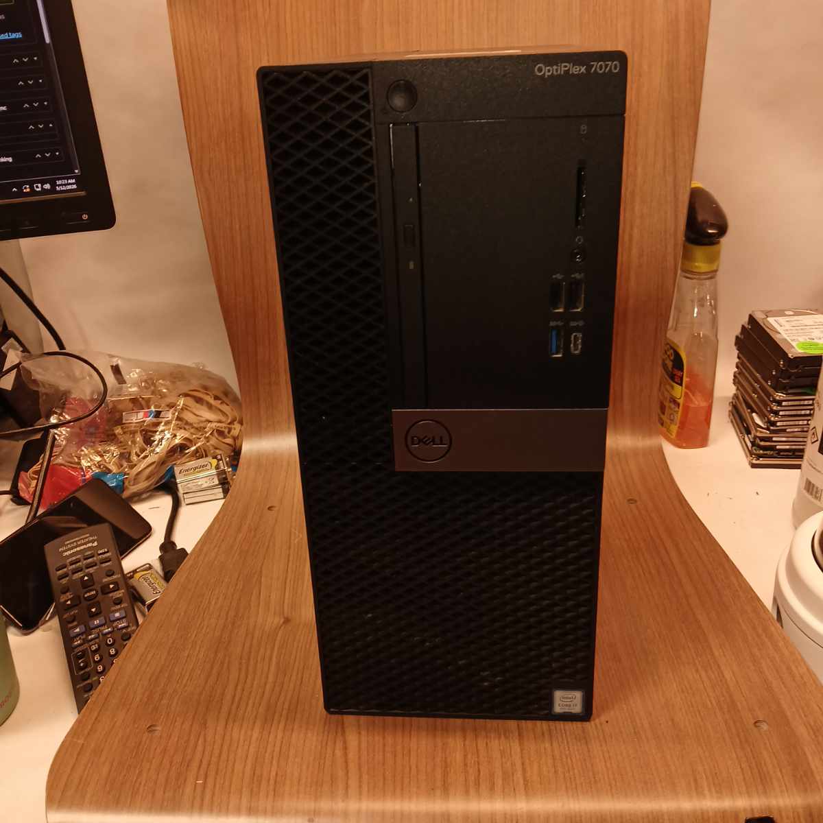 Dell OptiPlex 7070 tower desktop front view with optical drive and front USB ports
