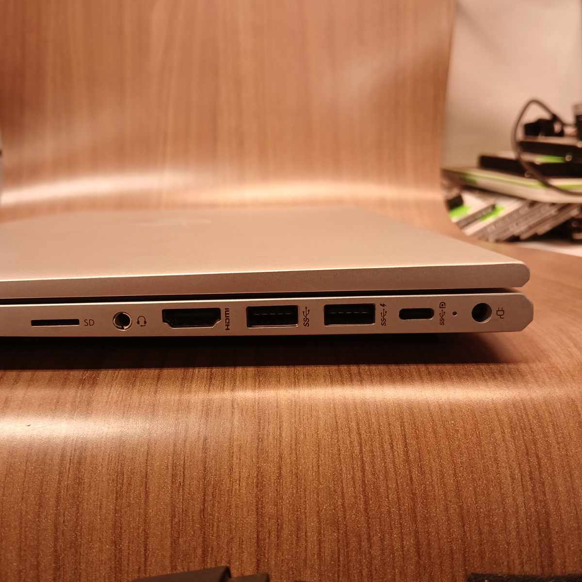 HP ProBook 450 G8 left-side ports showing SD card slot, HDMI, USB ports, USB-C, and power jack