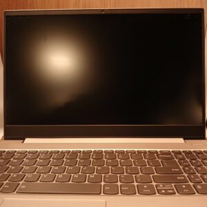 Front view of Lenovo IdeaPad S340-15IWL laptop with display open and keyboard visible