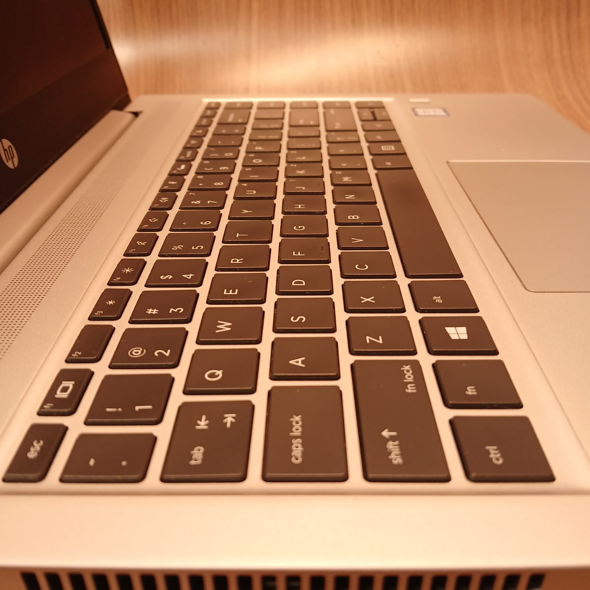 Angled keyboard view of HP ProBook 440 G6 silver laptop