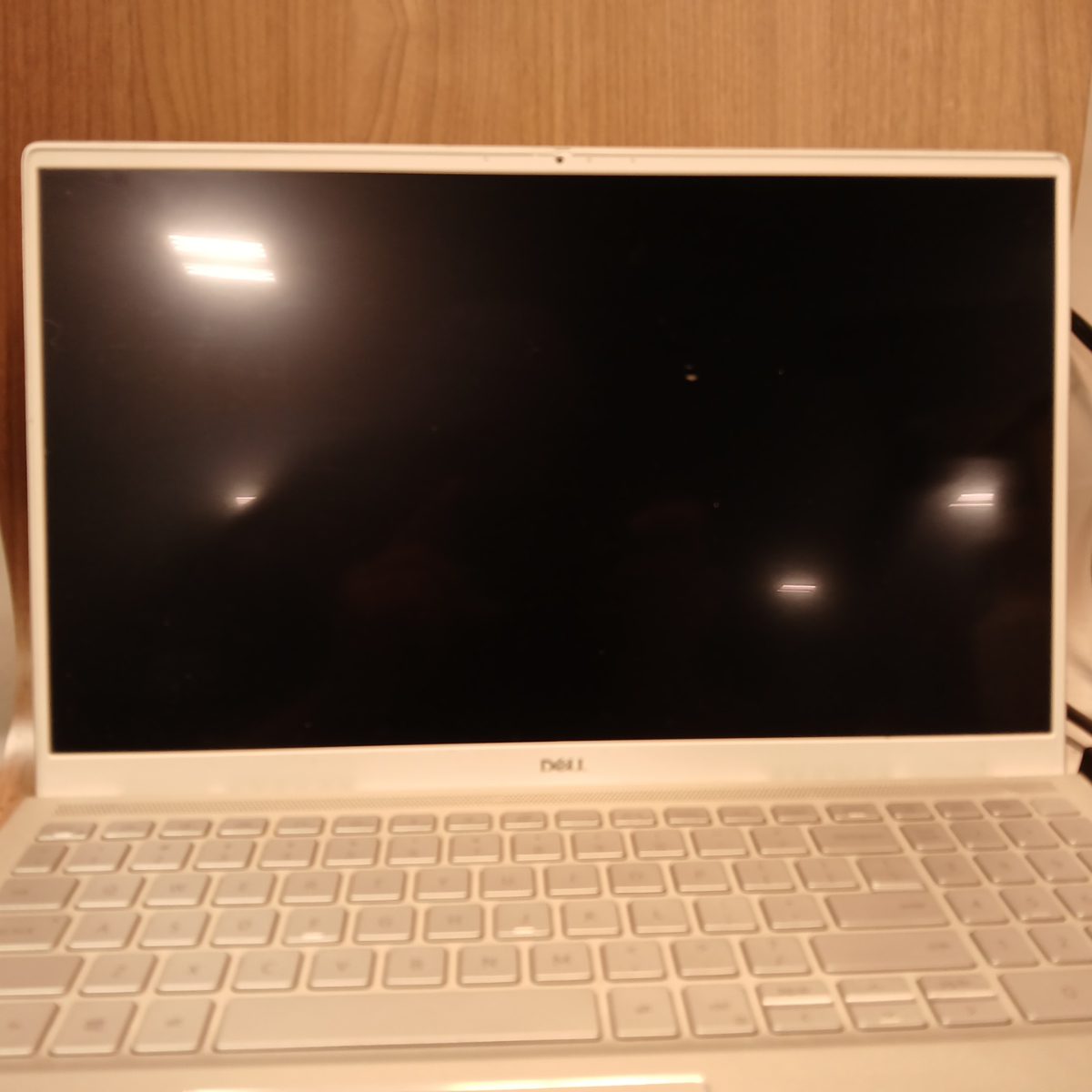 Front view of Dell Inspiron 15 7501 silver laptop with display open