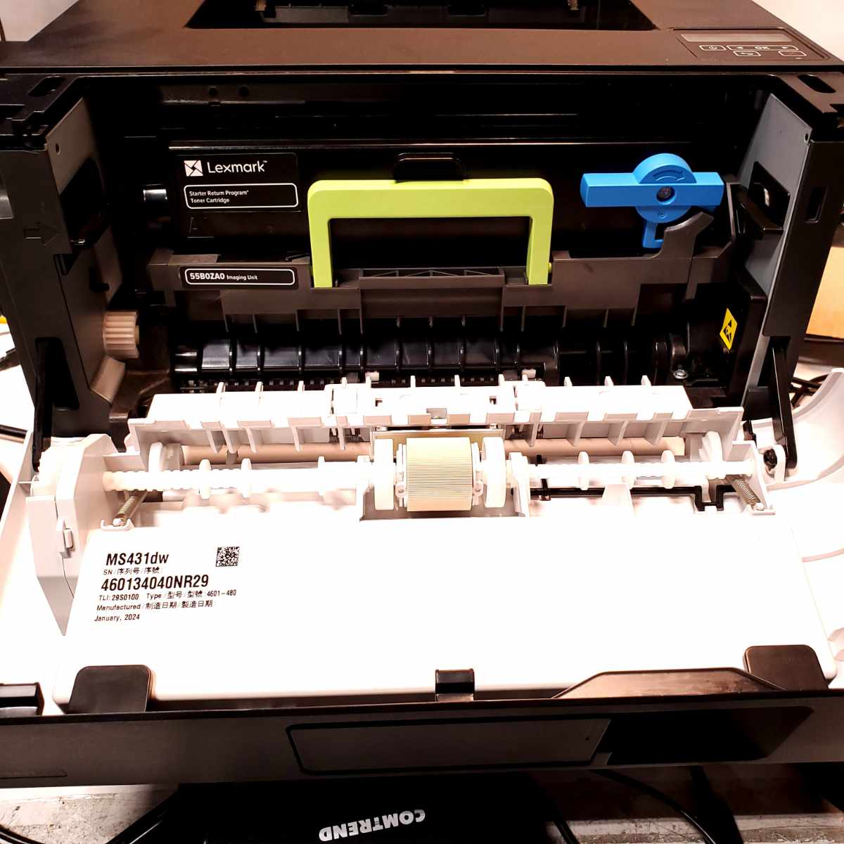 lexmark ms431dw wireless monochrome desktop printer front panel open