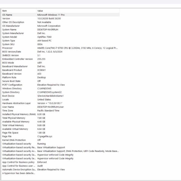 Dell OptiPlex 7060 Desktop Tower PC i7-8700 8GB 256GB SSD Windows 11 Pro - Image 10