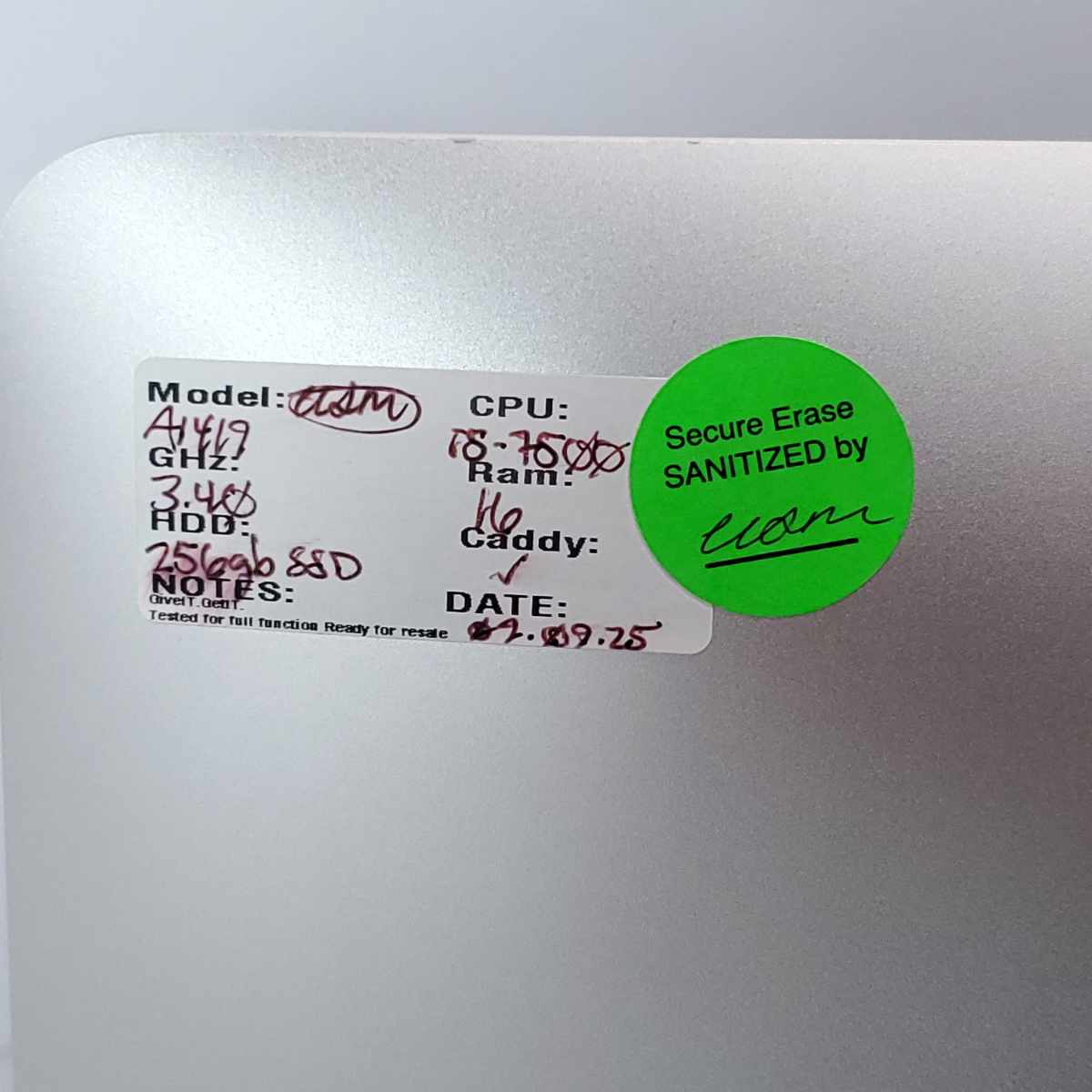 apple imac a1419 16gb 256gb aio data tag